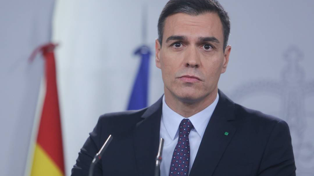 El presidente del Gobierno, Pedro Sánchez, durante uno de sus discursos