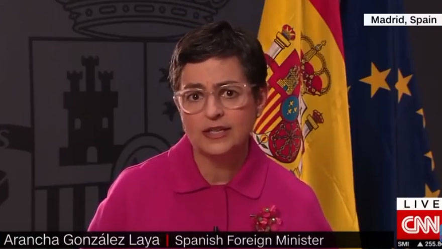 La ministra González Laya durante su entrevista en la CNN.