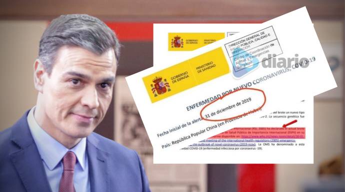 Sánchez, junto al documento oficial que comunicó la alerta el 30 de enero