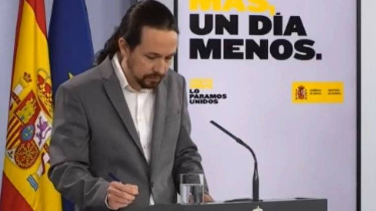 Pablo Iglesias durante su comparecencia en Moncloa