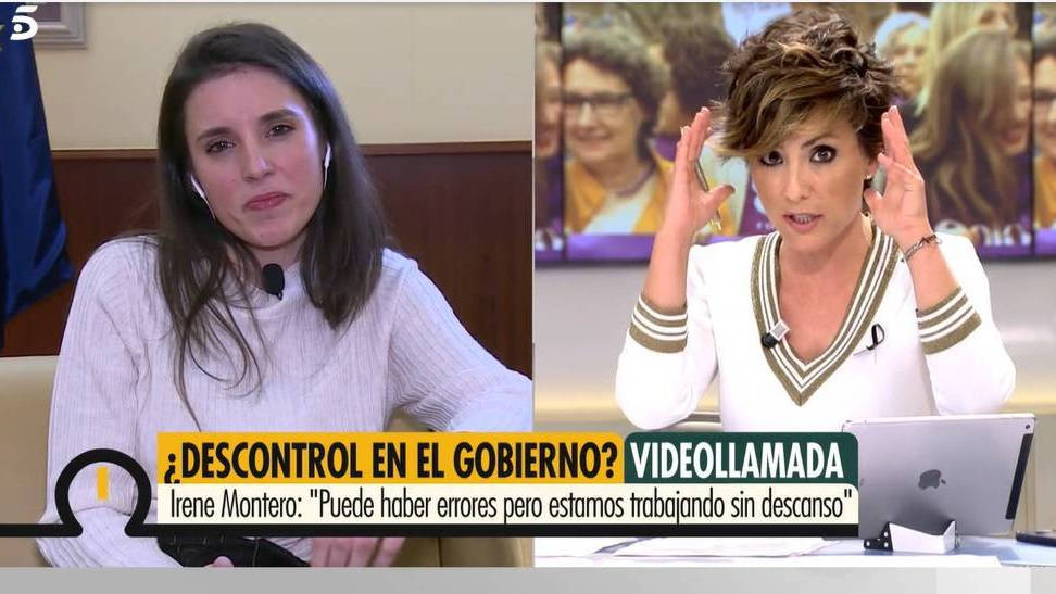 Irene Montero y Sonsoles Ónega en "Ya es mediodía" en Telecinco