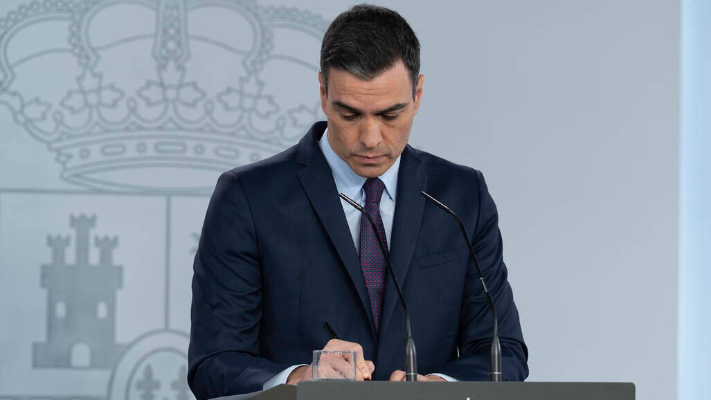 Pedro Sánchez en su comparecencia del pasado sábado en Moncloa.