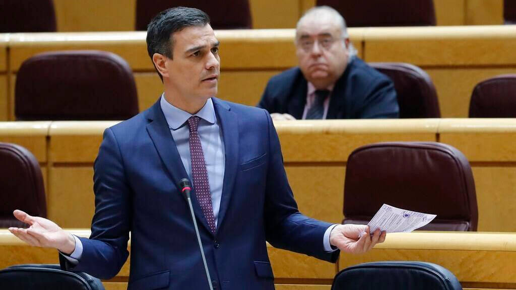 Pedro Sánchez este martes en el Senado. 