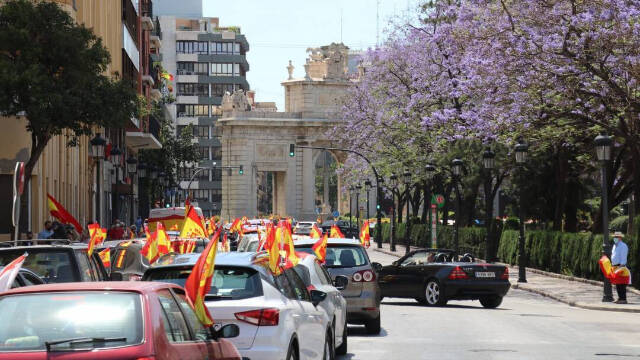 La protesta de Vox contra Pedro Sánchez colapsa el centro de Valencia