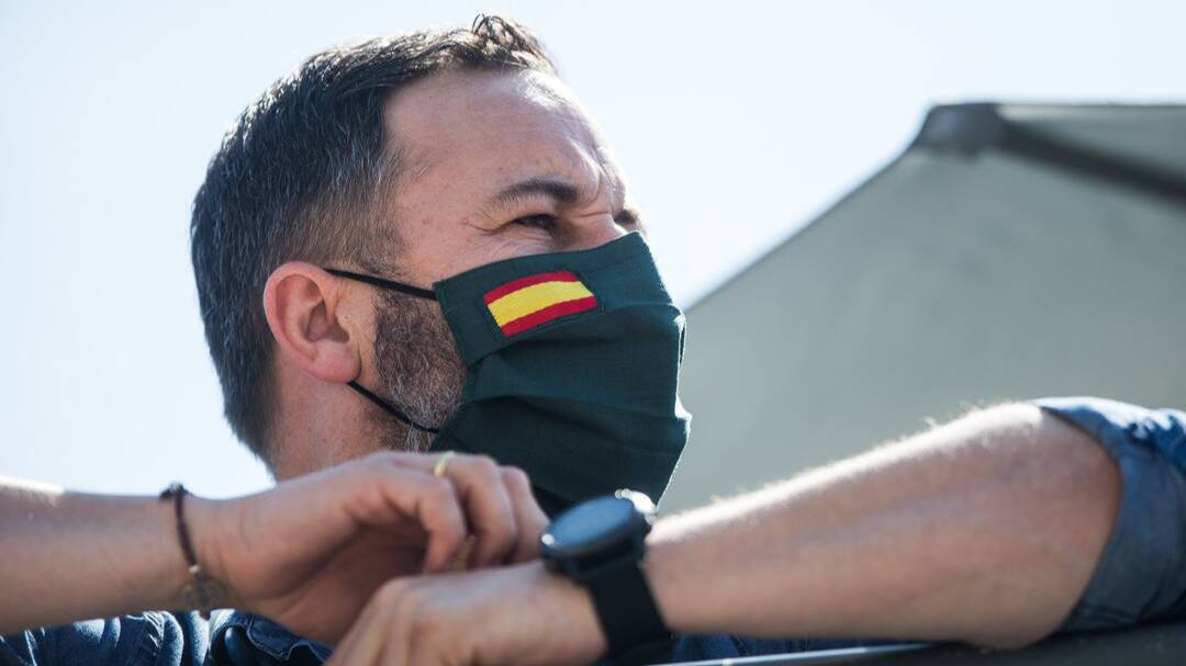 Santiago Abascal, durante la manifestación del sábado en Madrid.