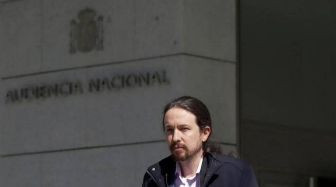 Pablo Iglesias, el 27 de marzo de 2019 tras declarar en la Audiencia Nacional.