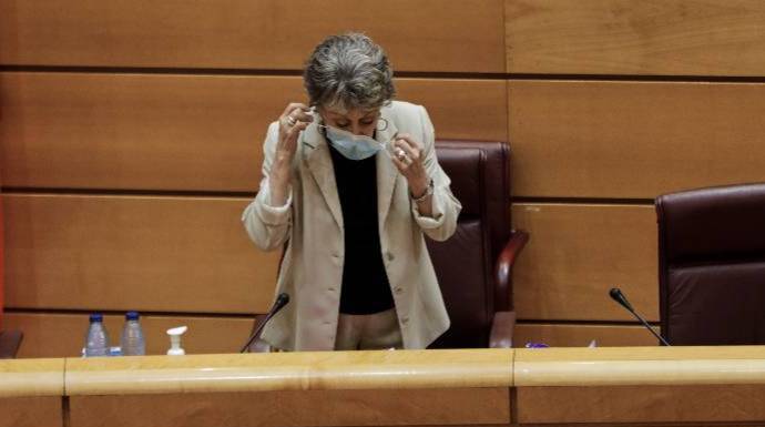 Rosa María Mateo, este martes durante su comparecencia en el Senado.