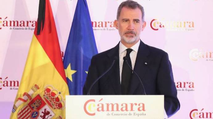 El Rey, este lunes, en un acto ante las Cámaras de Comercio de España.