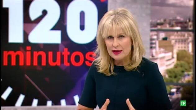 María Rey presentando "120 Minutos" en Telemadrid