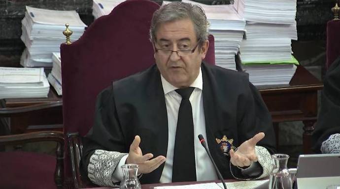 El fiscal Javier Zaragoza, durante una de las sesiones del juicio del procés en el Supremo.