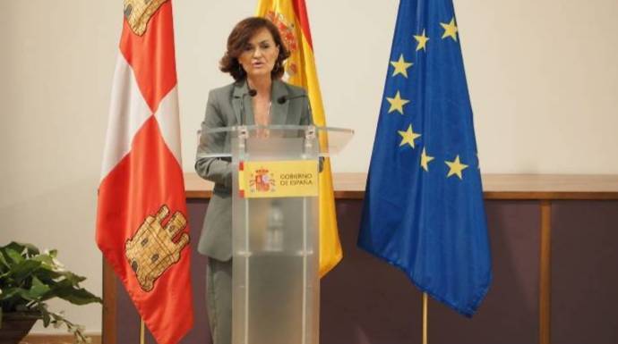 La vicepresidenta Calvo, este miércoles en Valladolid desvelando su Ley de Memoria Histórica 2.o.