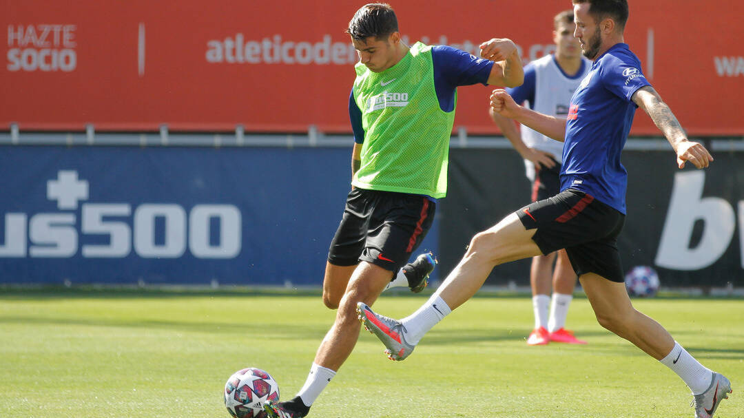 Morata y Saúl, en un entrenamiento de esta semana con el Atlético de Madrid. 