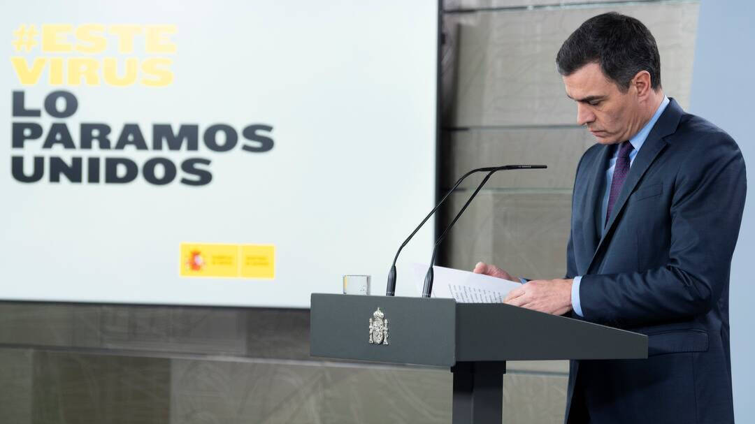 Pedro Sánchez en una de sus apariciones durante la fase más dura de la pandemia