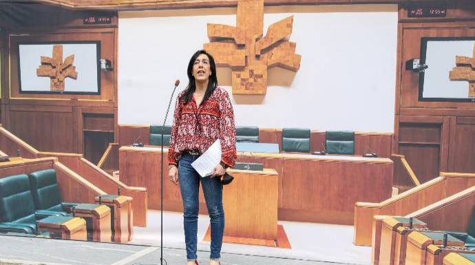 La parlamentaria vasca de Vox, Amaia Martínez, en su estreno en la Cámara de Vitoria.