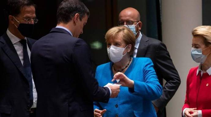 Merkel y Sánchez en la última cumbre europea.