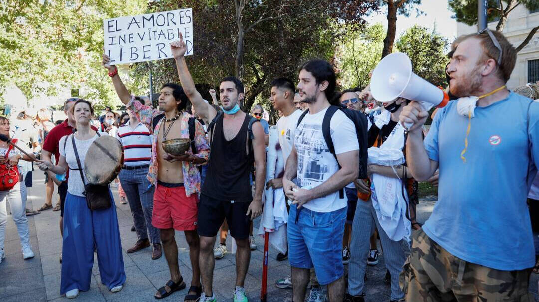 Imagen de la manifestación de negacionistas del Covid-19 en Madrid.