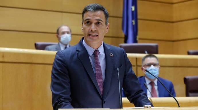 Pedro Sánchez, este martes en el Pleno del Senado.
