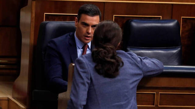 Sánchez e Iglesias en el Congreso.