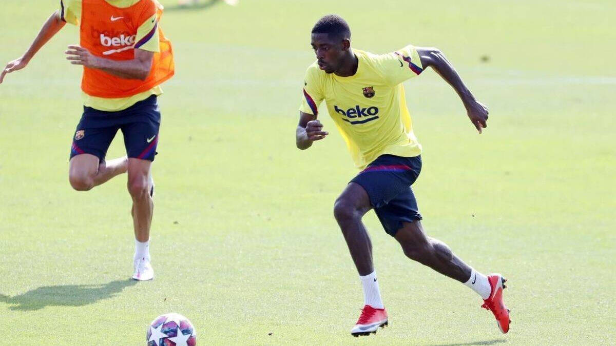 Dembelé, en un entrenamiento con el FC Barcelona. 