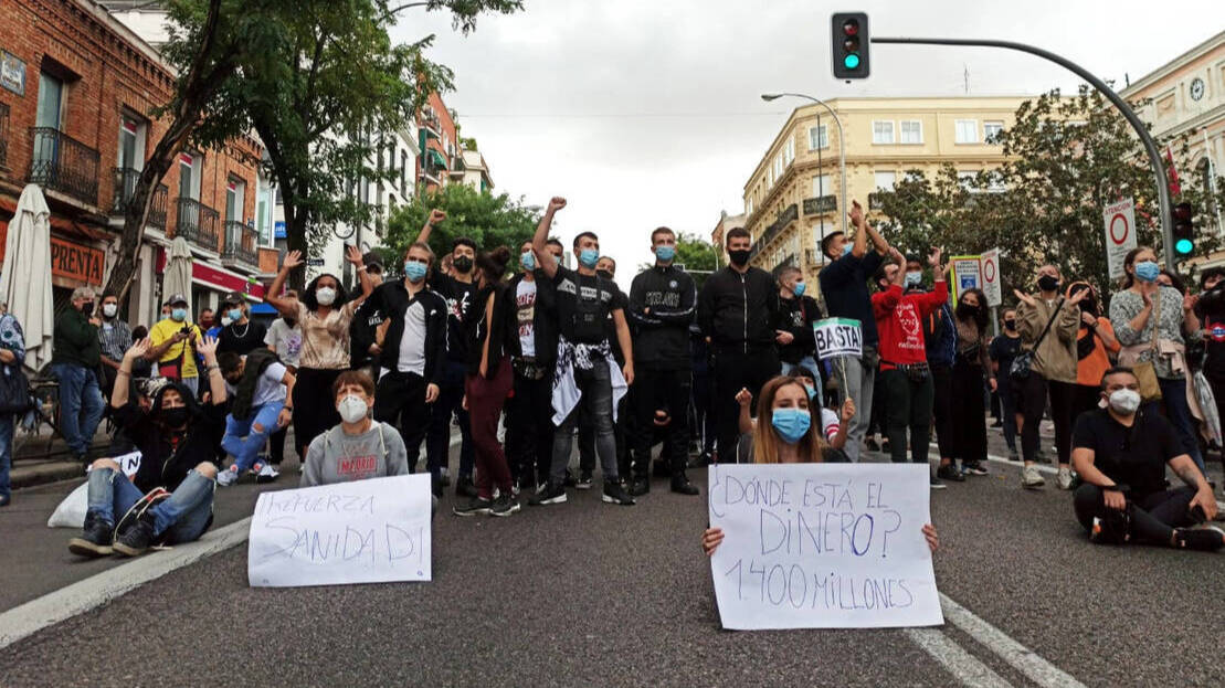 Protesta en Villa de Vallecas.