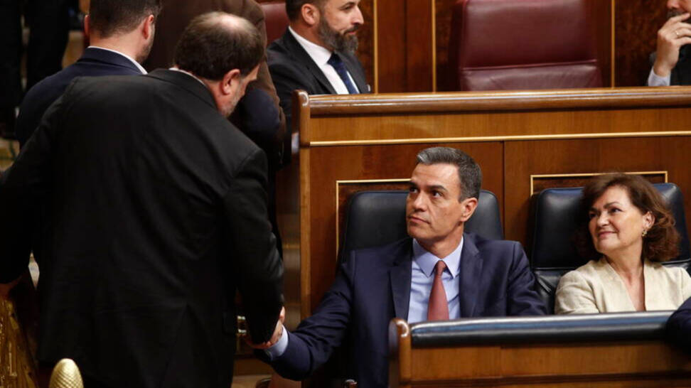 Pedro Sánchez y Oriol Junqueras en el Congreso de los Diputados