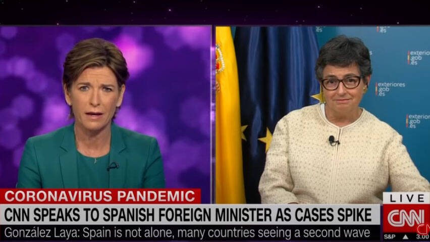 La ministra de Exteriores entrevistada en la CNN.