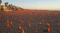 La playa de la Patacona amanece con 53.000 banderas de EspaÃ±a 