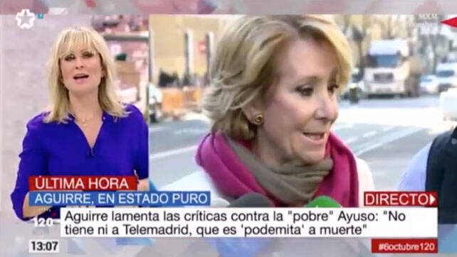 La respuesta de Telemadrid a Esperanza Aguirre en el programa de María Rey.
