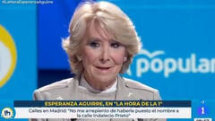 Aguirre arrasa en TVE con un reproche a Aznar y su apoyo a la moción de Vox