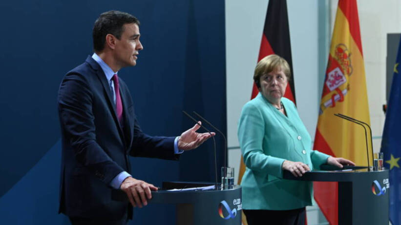 Pedro Sánchez y Ángela Merkel, en julio