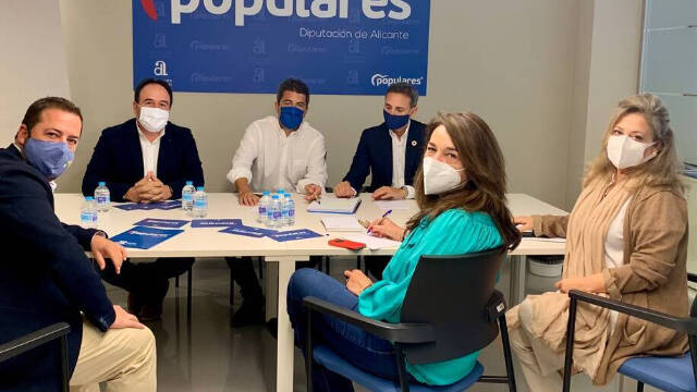 Carlos Mazón junto a los diputados y senadores del PP por Alicante