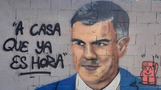 El grafiti que muestra a Pedro Sánchez augurando el toque de queda