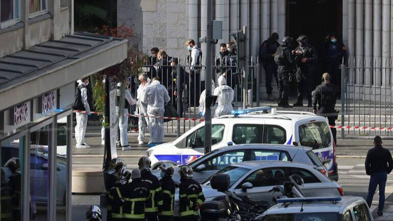 La basílica de Notre Dame en Niza donde se ha producido el ataque. Foto: Valery Hache/AFP