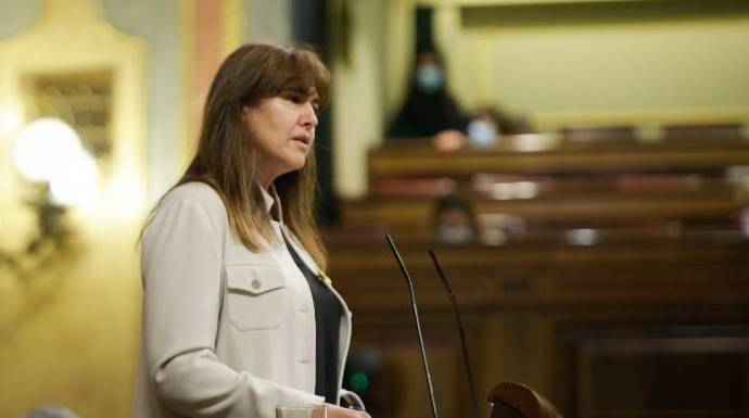 La portavoz de Junts en el Congreso, Laura Borrás, este jueves en el pleno del estado de alarma.