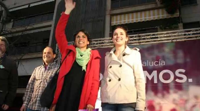 Teresa Rodríguez e Irene Montero, en acto de Podemos Andalucía.