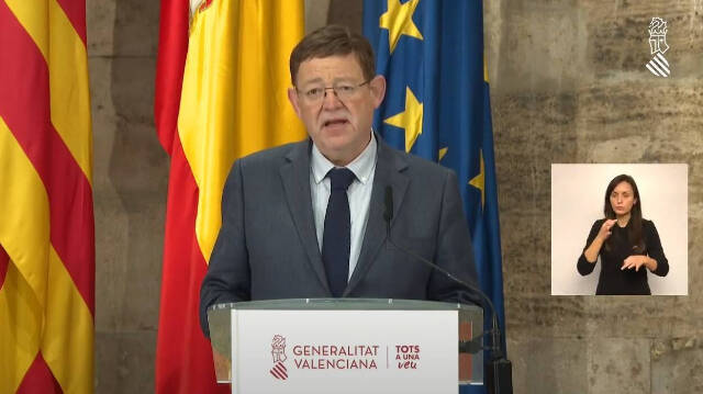 el presidente de la Generalitat, Ximo Puig, durante el anuncio de las tres medidas de restricción