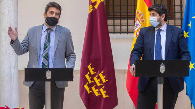 Carlos Mazón se ha reunido este domingo con el presidente de la Región de Murcia, Fernando López Miras