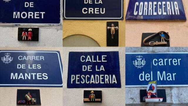 Clicks de Playmobil en las placas de las calles de Valencia