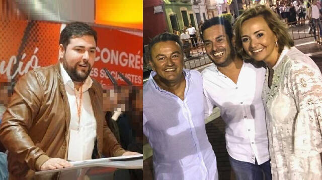 El Alcalde de Rafelbunyol (izquierda) y los alcaldes de El Verger y Els Poblets junto a José Chulvi, Secretario General del PSPV en la provincia de Alicante