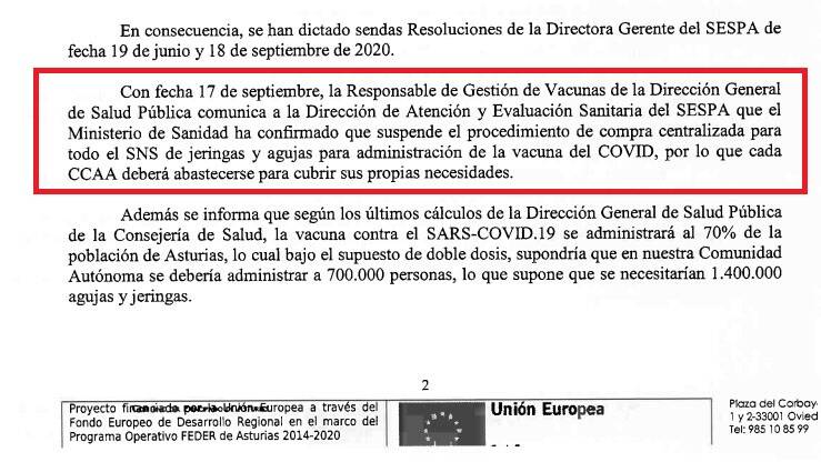 La resolución del Servicio de Salud del Principado de Asturias.