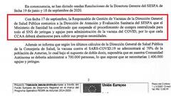 La resoluciÃ³n del Servicio de Salud del Principado de Asturias.