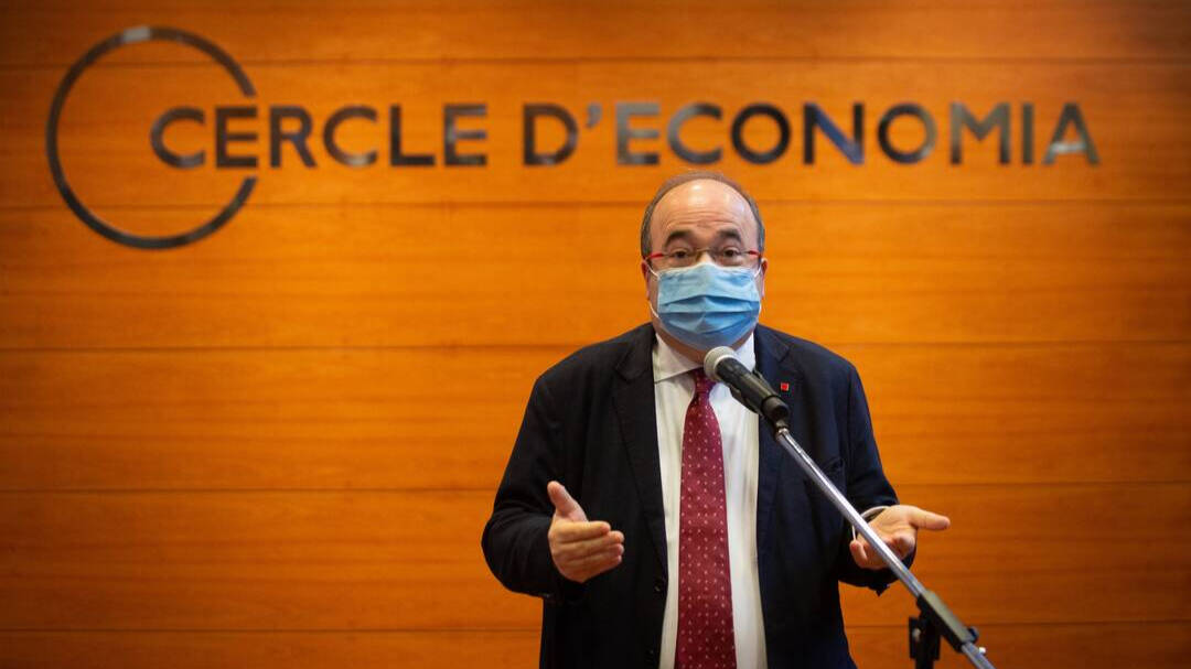 Miquel Iceta durante una conferencia en el Círculo de Economía catalán.