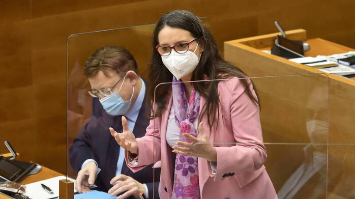 Posiblemente hoy sea el día de la legislatura que Oltra ha demostrado más química con Puig. Foto: Corts Valencianes