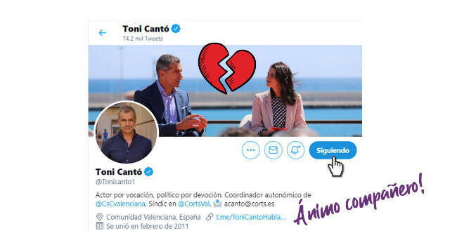 Podemos ofrece cariño a Toni Cantó tras su 'ruptura' con Arrimadas