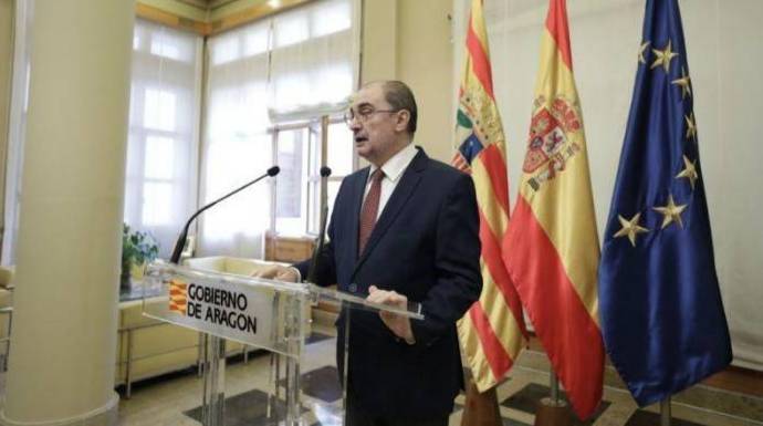 El presidente de Aragón, este lunes anunciando que padece cáncer de colón.