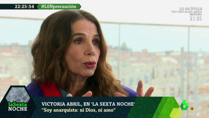 Victoria Abril, durante su entrevista en La Sexta Noche