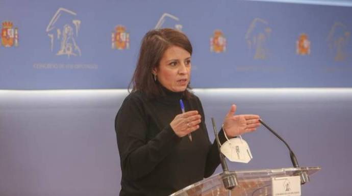 La portavoz del PSOE, Adriana Lastra, este martes.