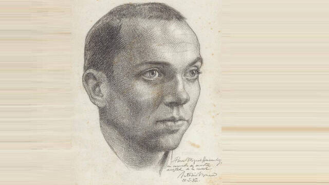 Retrato de carboncillo de Miguel Hernández hecho por Buero Vallejo