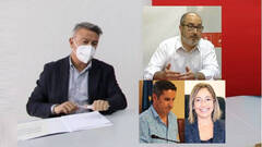 El secretario general del PSPV en Alicante, JosÃ© Chulvi (izquierda) y algunos de los cargos socialistas con causas judiciales pendientes