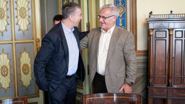 El conseller de Economía, Rafael Climent, y Joan Ribó, dos de los contrarios a la ampliación del Puerto